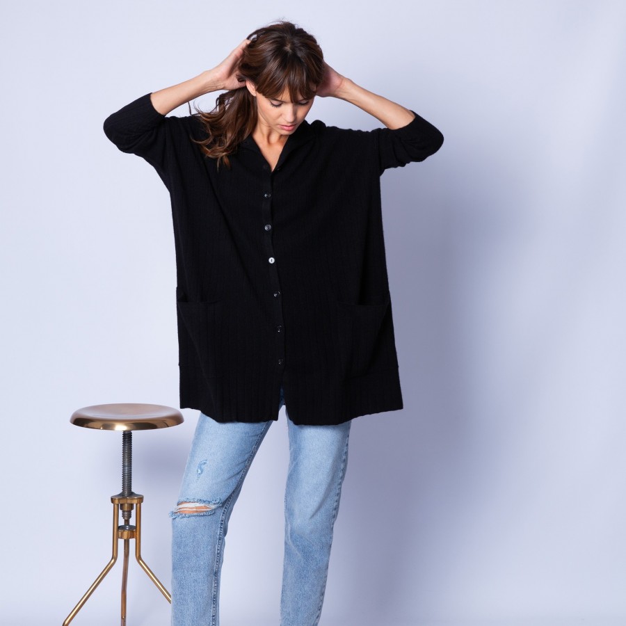 Loose-fit, cashmere jacket with buttons — Gaston