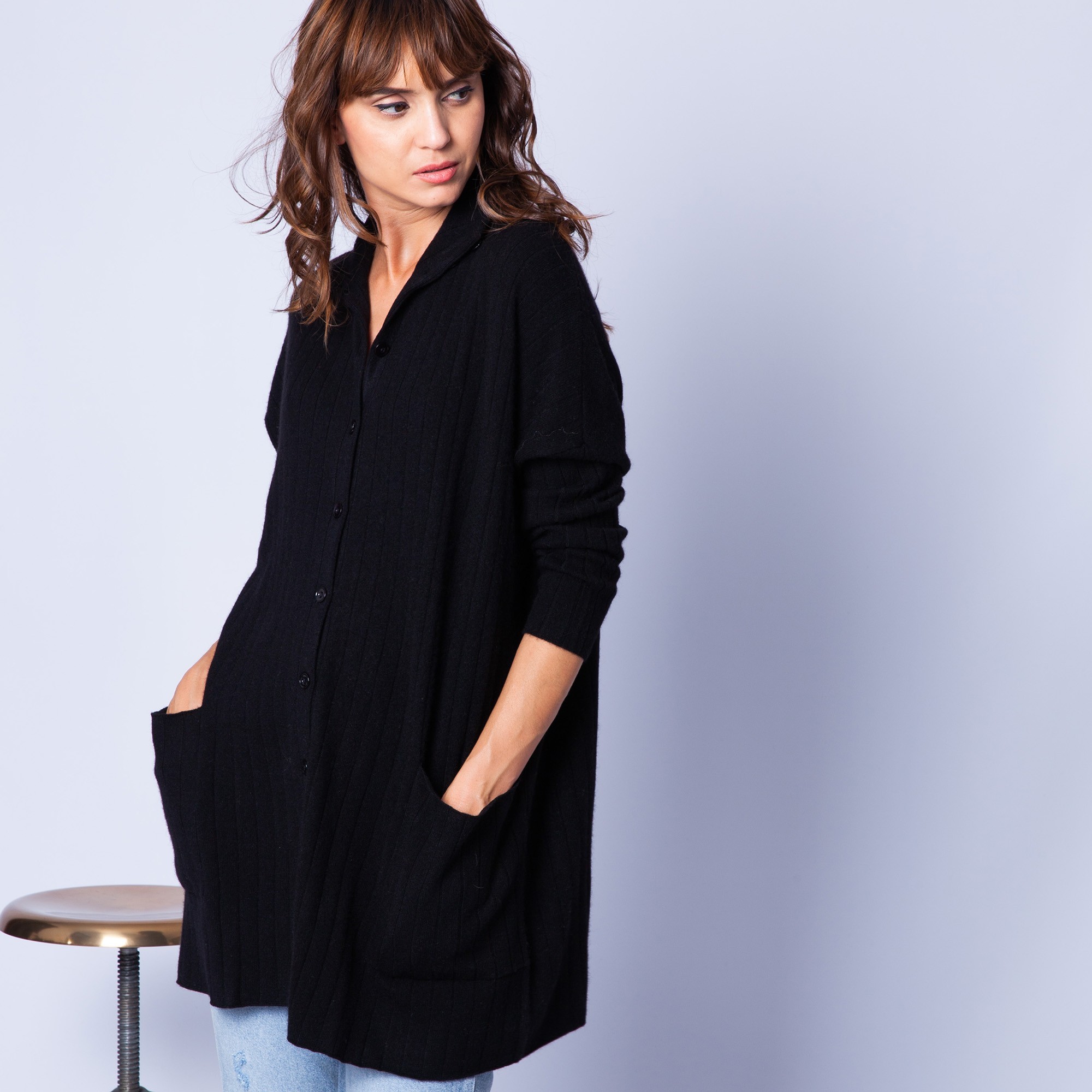 Loose-fit, cashmere jacket with buttons — Gaston