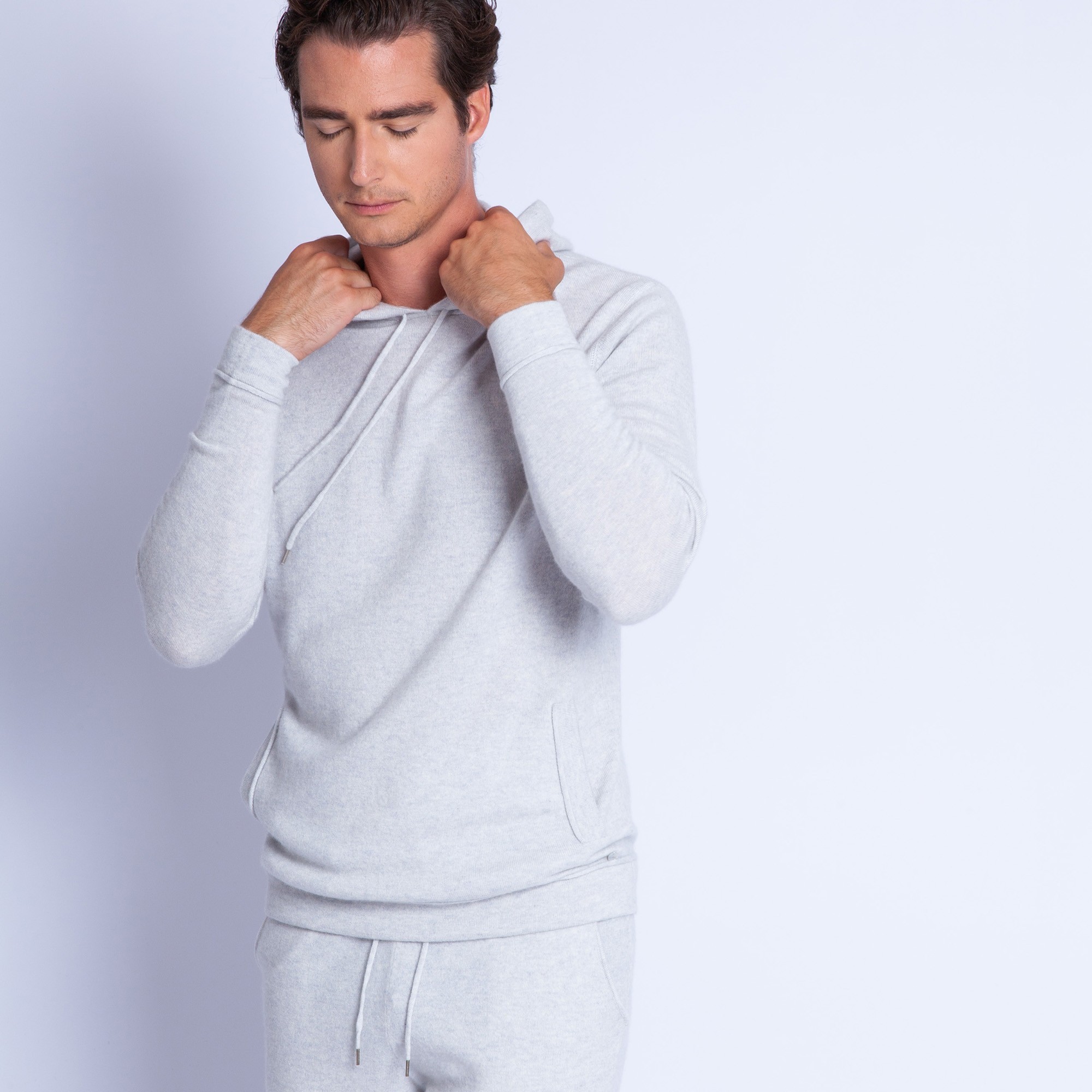 Sweat à capuche en cachemire - Harper 6366 plume - 81 gris pale