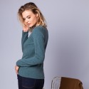 Pull col rond en cachemire intemporel - Evana 6386 vert paon - 22 vert moyen