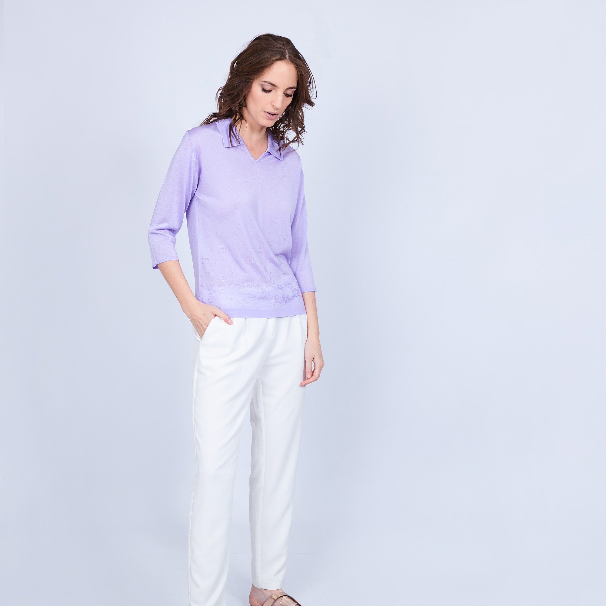 Polo en Fil Lumière - Murielle 8040-25 Rose moyen