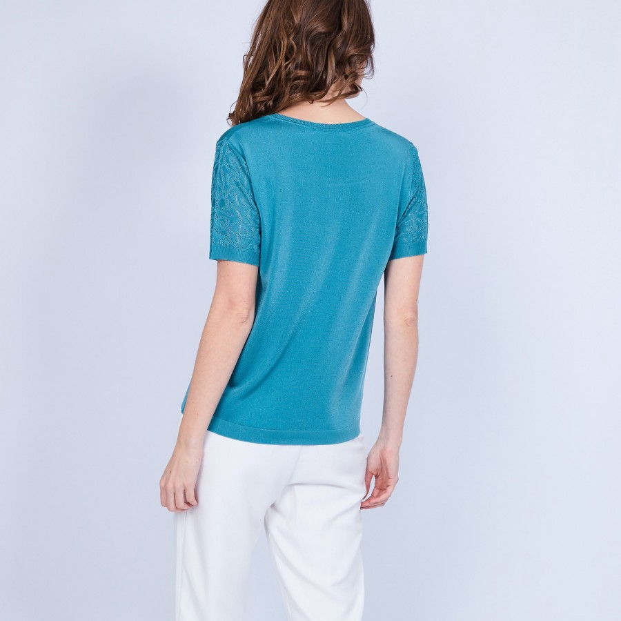 T-shirt col carré en Fil Lumière - Marie