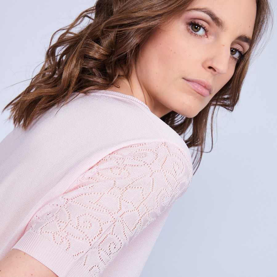 T-shirt col carré en Fil Lumière - Marie