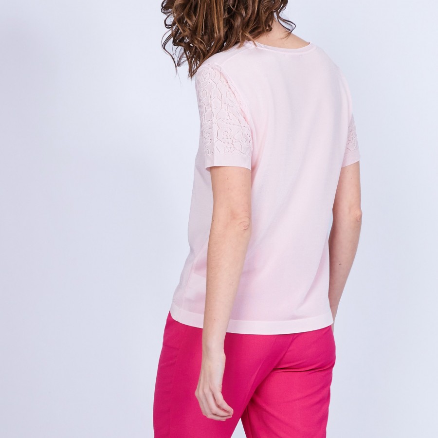 T-shirt col carré en Fil Lumière - Marie