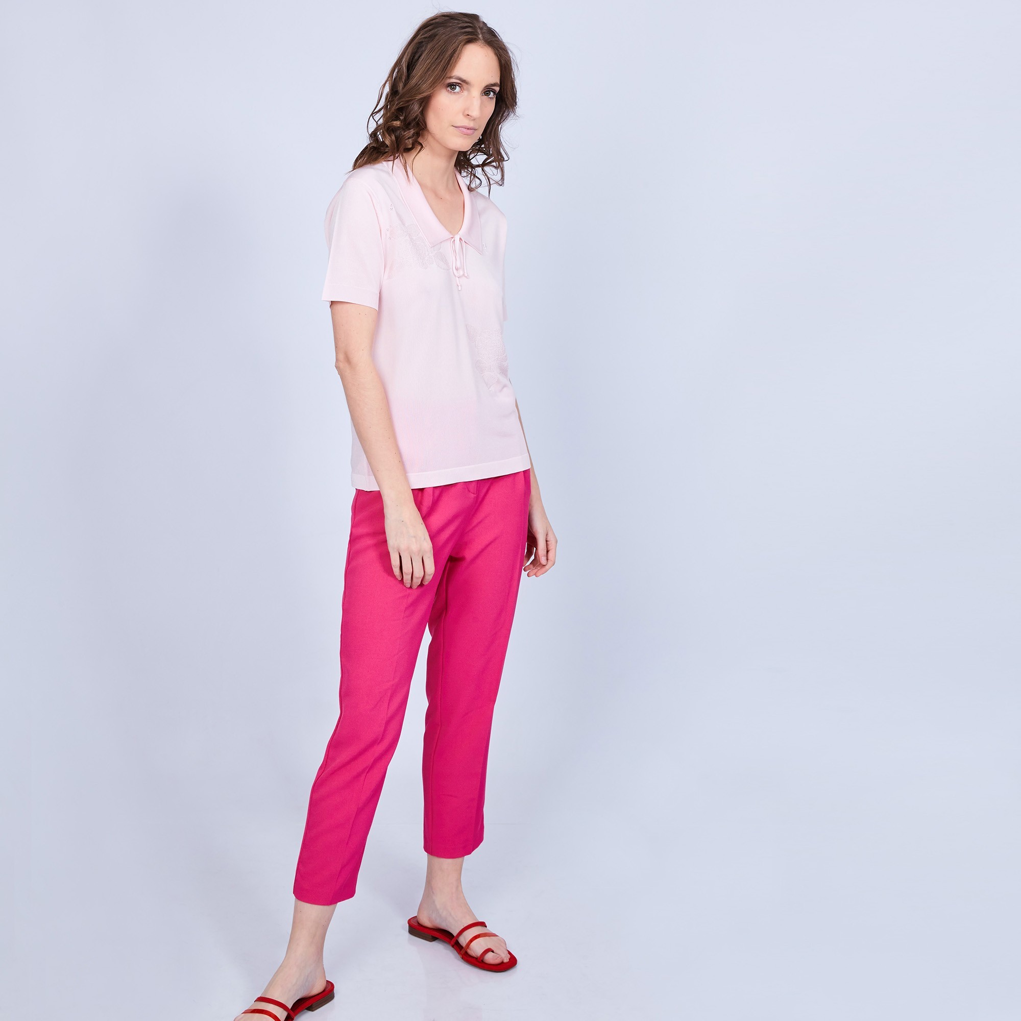 Polo en Fil Lumière manches 3/4 - Mélissa 8777 Nymphe-24 Rose clair