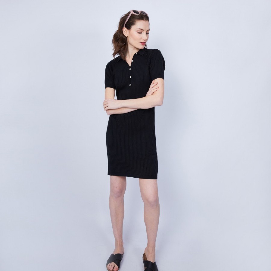 Cotton dress with polo collar - JACEE