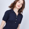 Robe col polo en coton - Jacee 6410 noir - 01 Noir