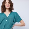 T-shirt en lin col V boutonné - Maati