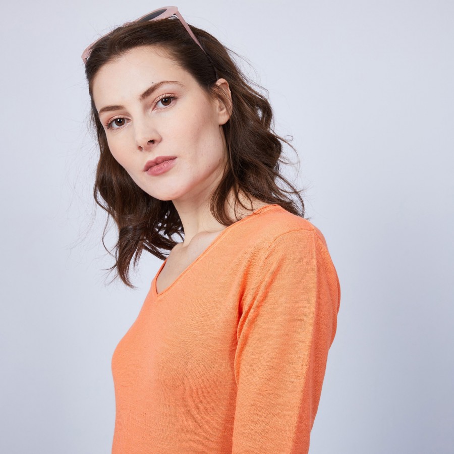 Plain V-neck T-shirt - Mel