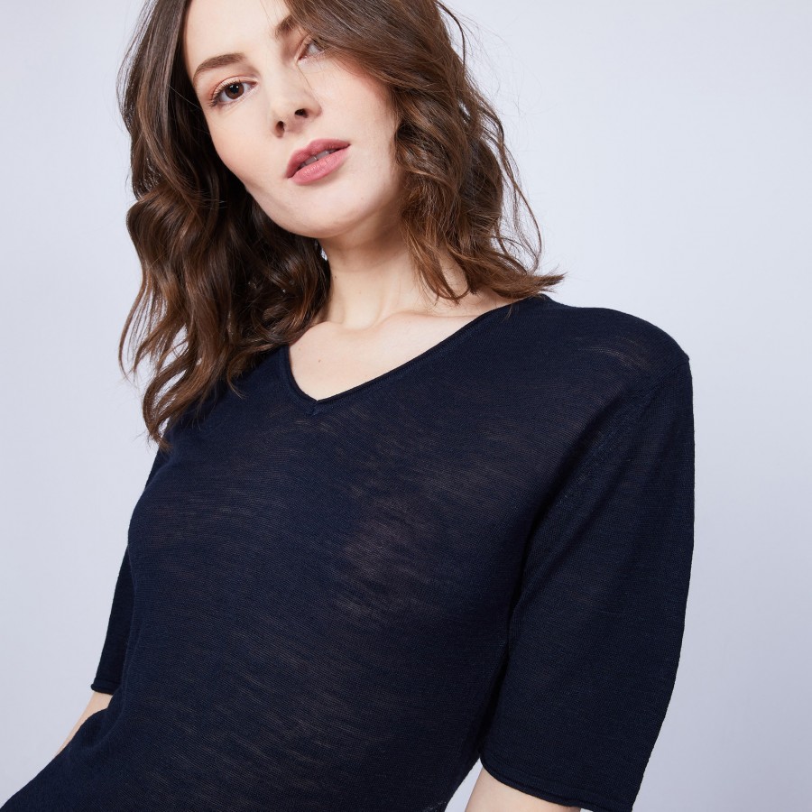 Plain V-neck T-shirt - Mel