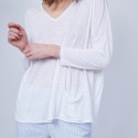 T-shirt ample col V - Malou 6400 blanc - 02 blanc