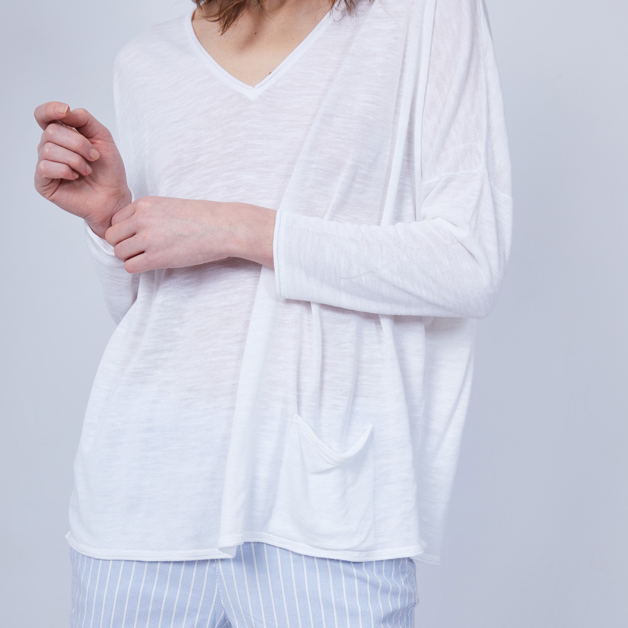 T-shirt ample col V - Malou 6400 blanc - 02 blanc