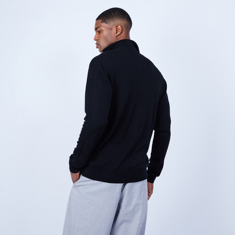 Zipped high-neck merino wool cardigan - Estian