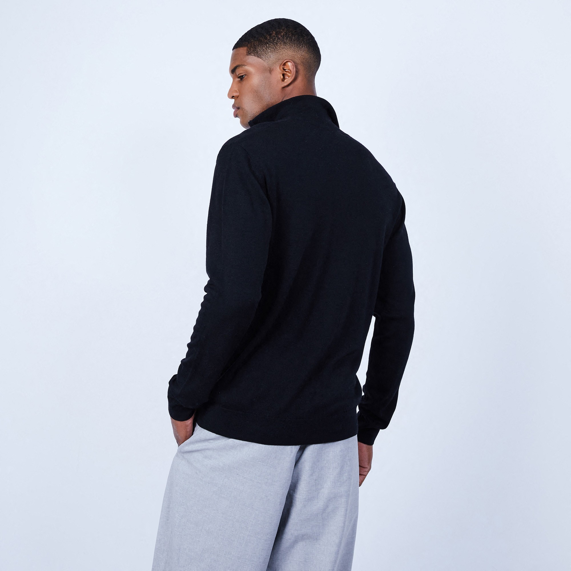 Gilet col montant zippé en laine mérinos - Liacre 6410 noir - 01 Noir