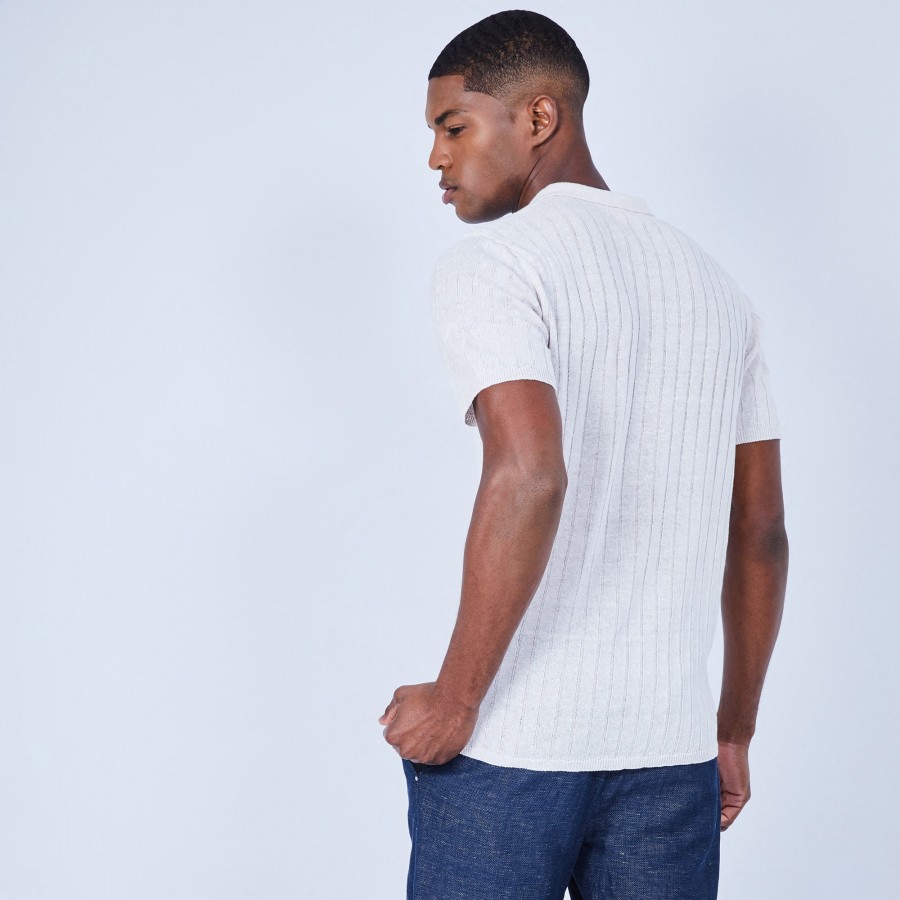 100% linen ribbed polo shirt - LIDO