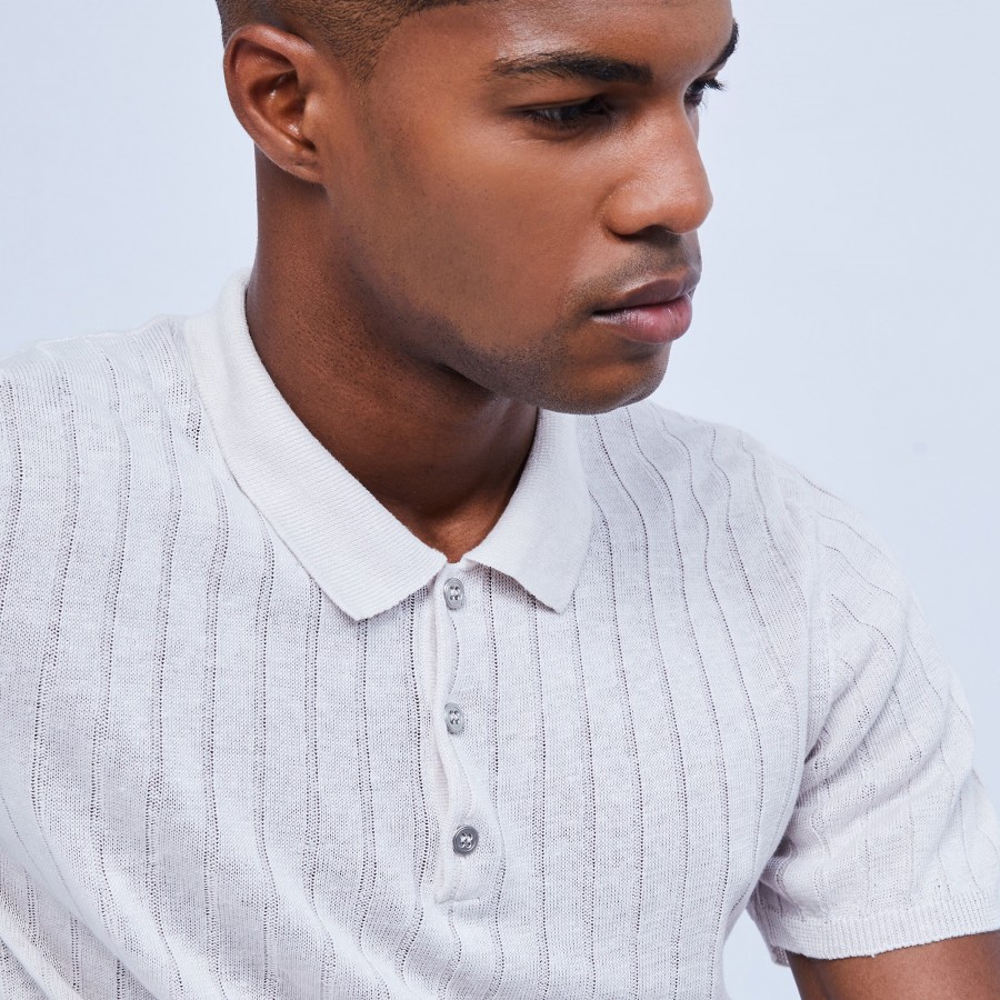 100% linen ribbed polo shirt - LIDO