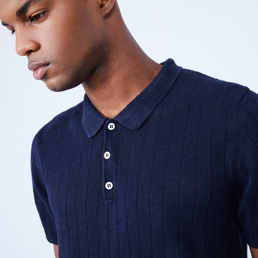 100% linen ribbed polo shirt - LIDO