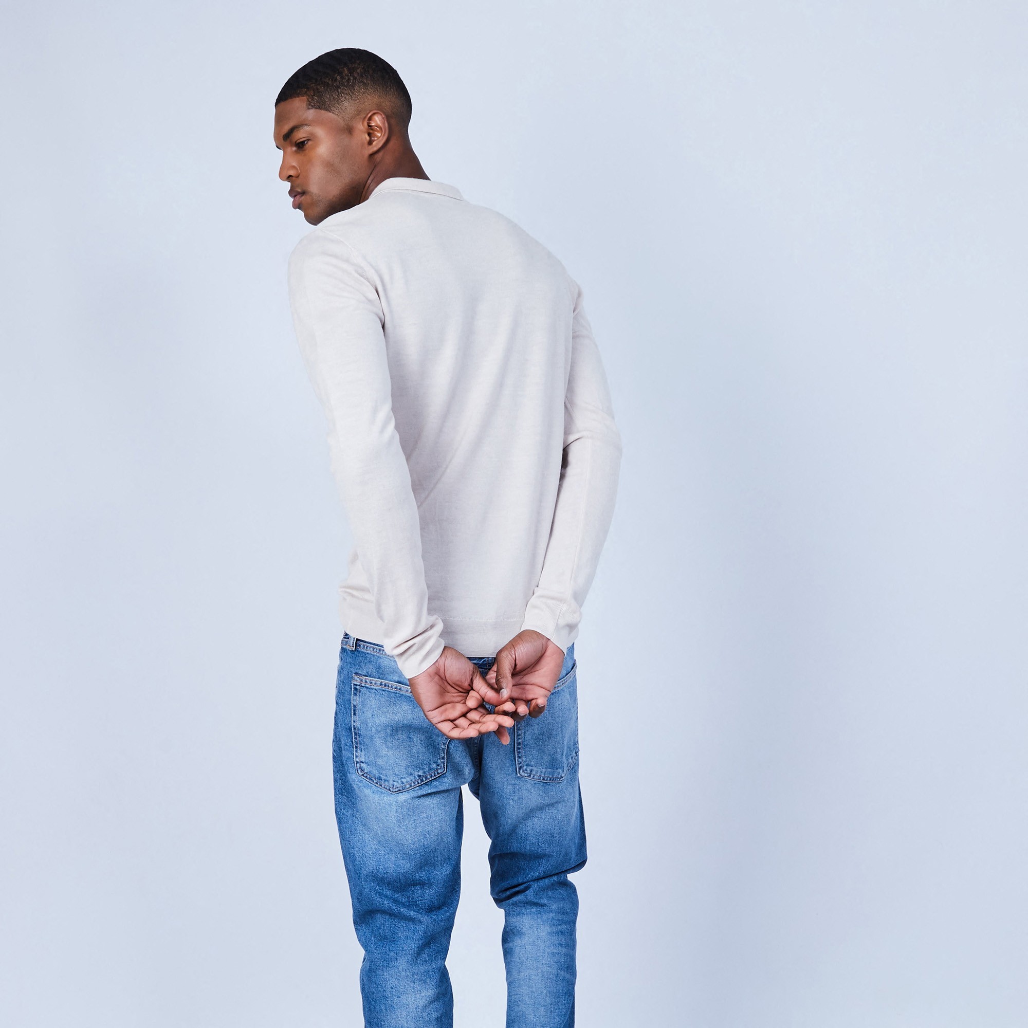 Pull col polo en laine mérinos - Lino