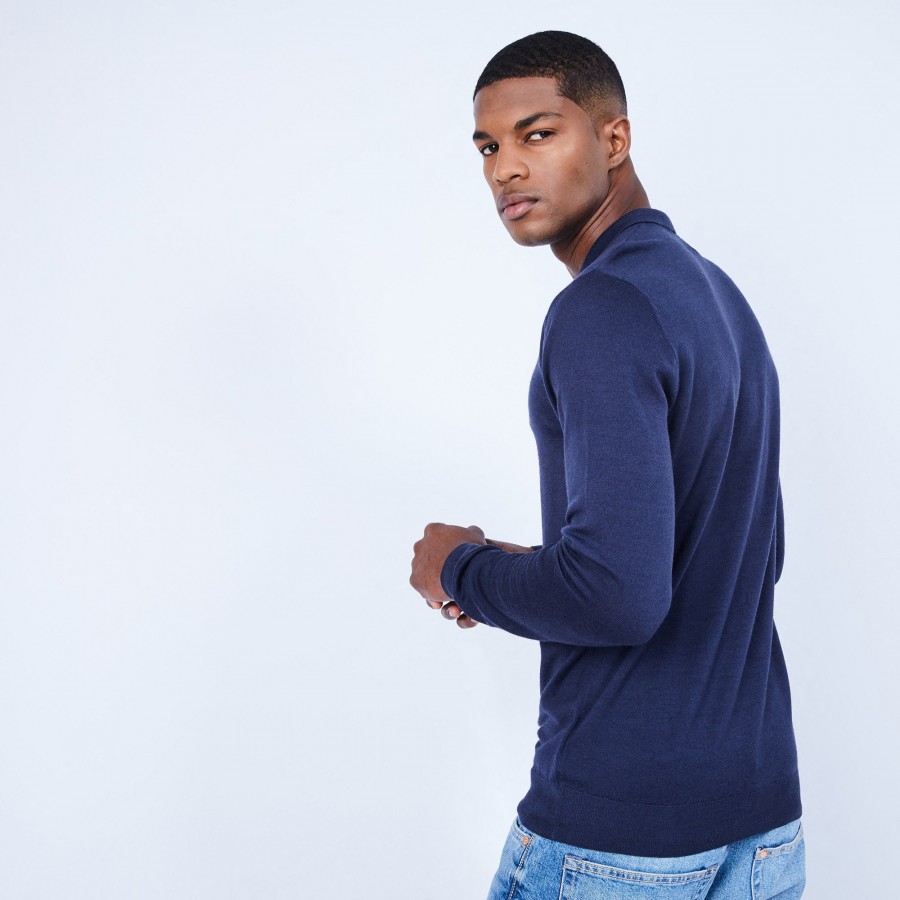 Pull col polo en laine mérinos - Eni