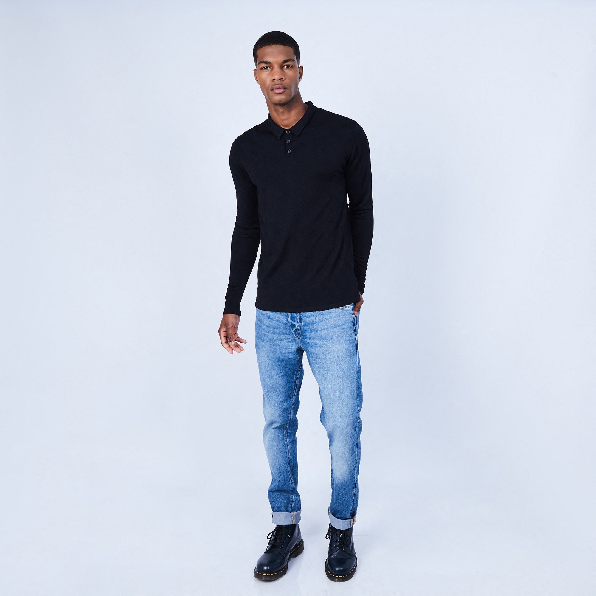 Pull col polo en laine et soie - Lume
