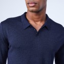 Pull col polo en laine et soie - Lume 6440 marine - 05 Bleu marine