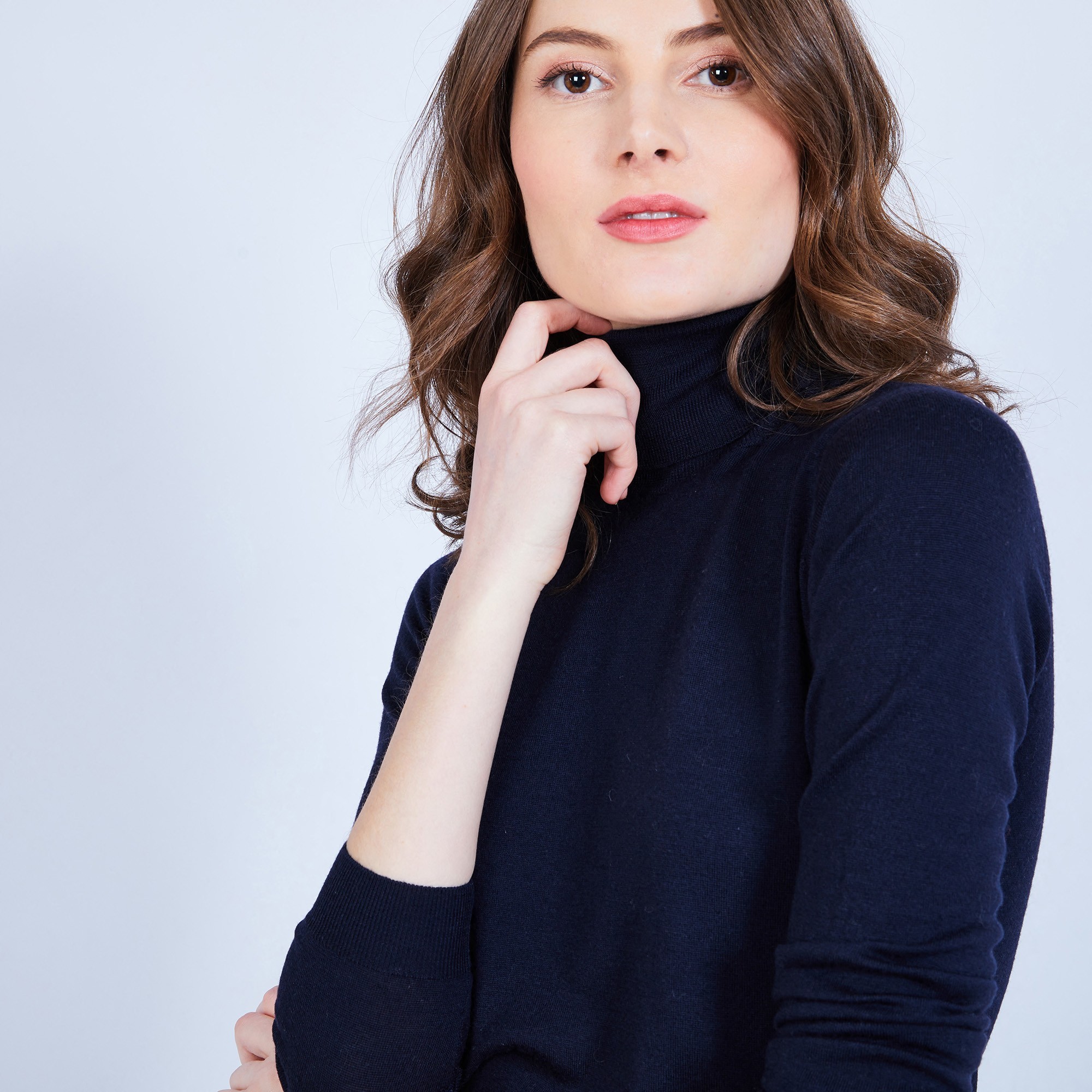 Polo neck jumper in merino wool - Elisa 