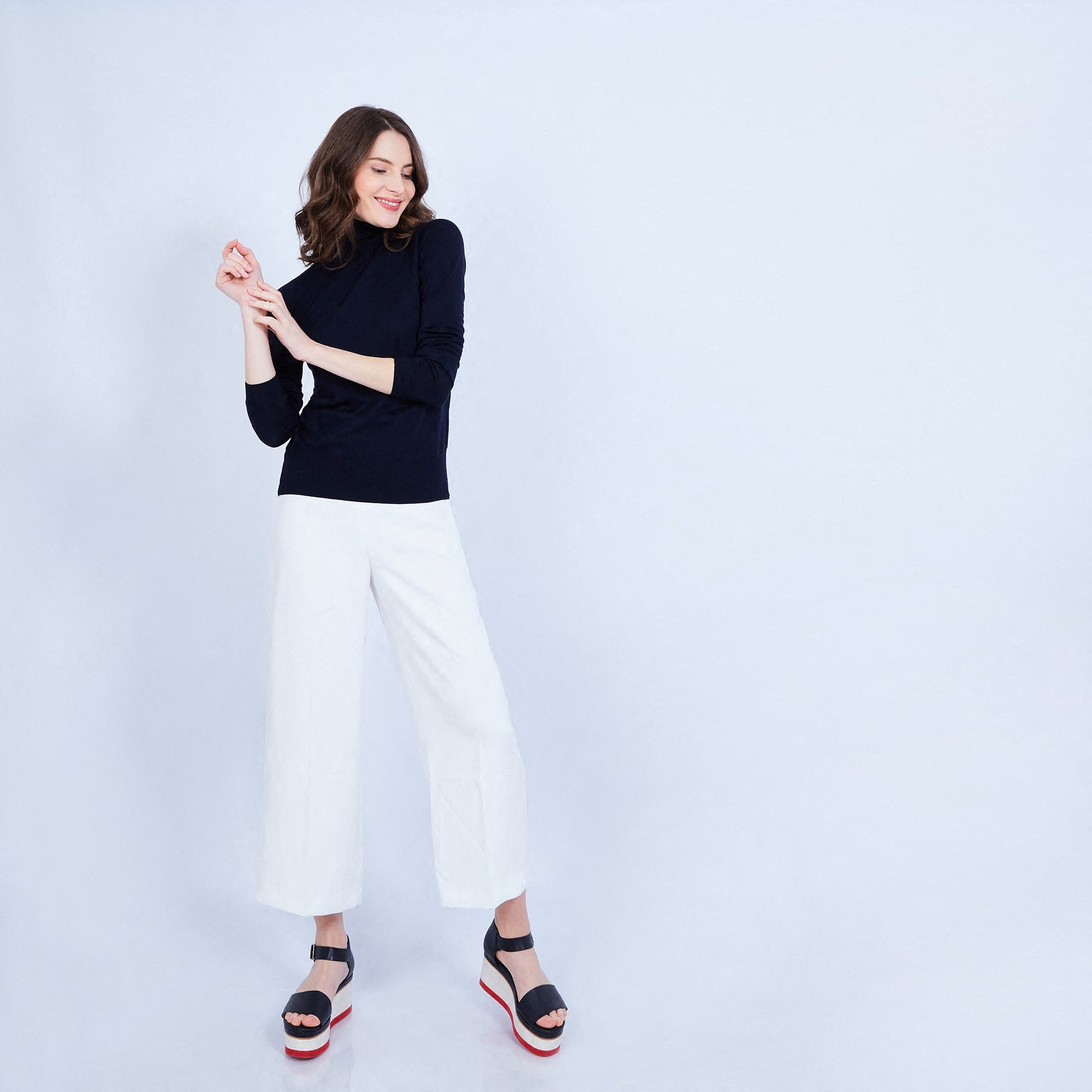 Polo neck jumper in merino wool - Elisa 