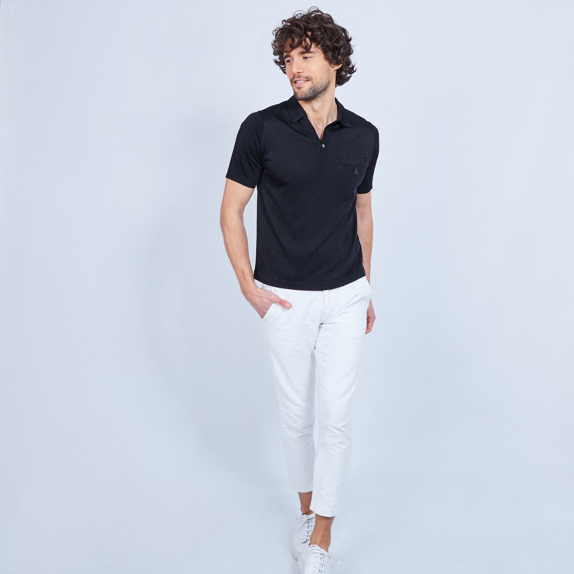 Polo manches courtes en Fil Lumière Vadim 0307 noir - 01 Noir