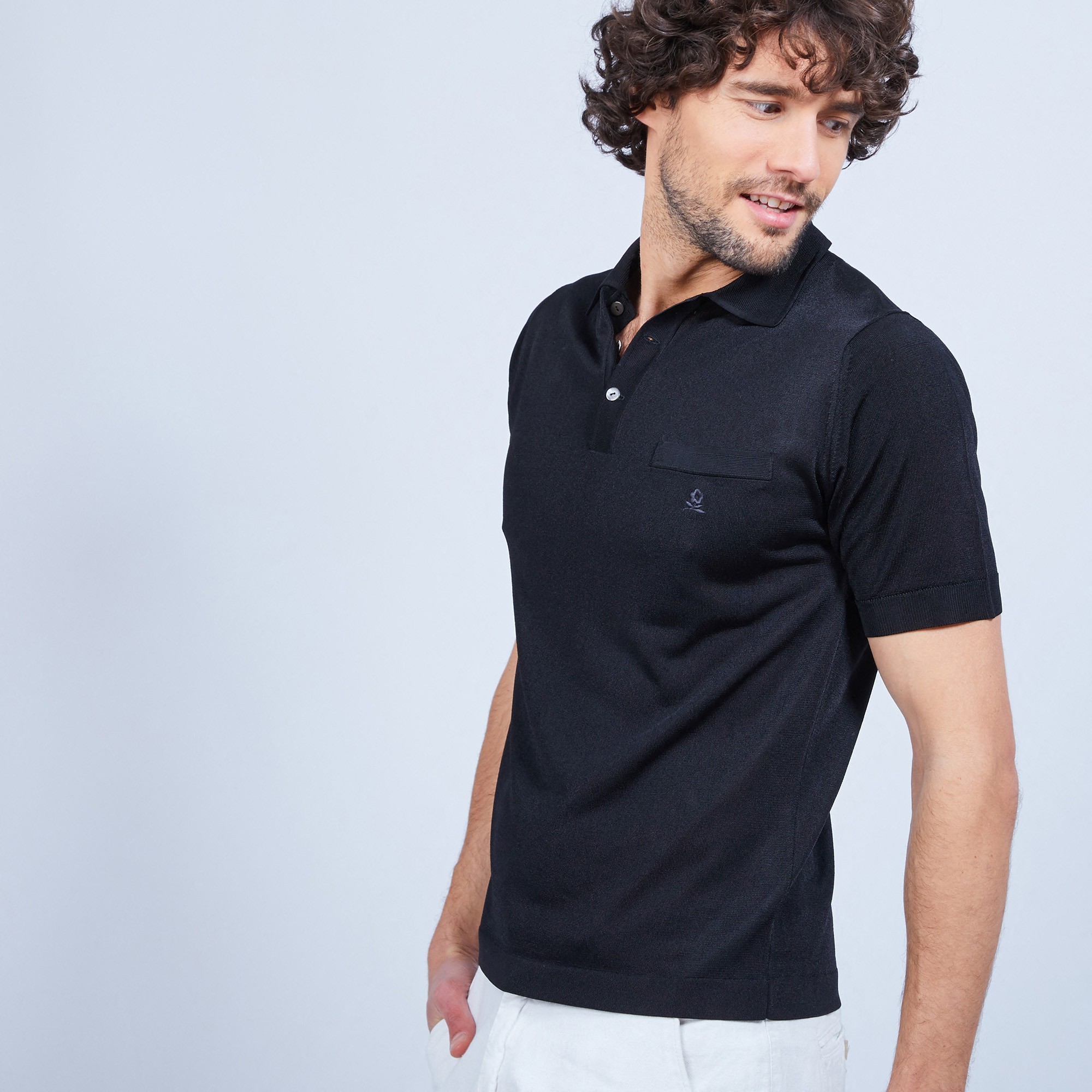 Polo manches courtes en Fil Lumière Vadim 0307 noir - 01 Noir