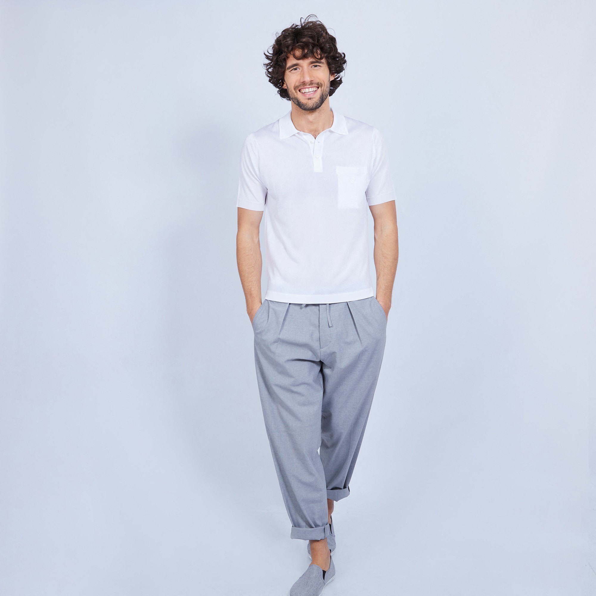 Polo manches courtes en Fil Lumière Vadim 0330 blanc - 02 Blanc