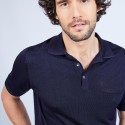 Polo manches courtes en Fil Lumière Vadim 6040 marine - 05 Bleu marine