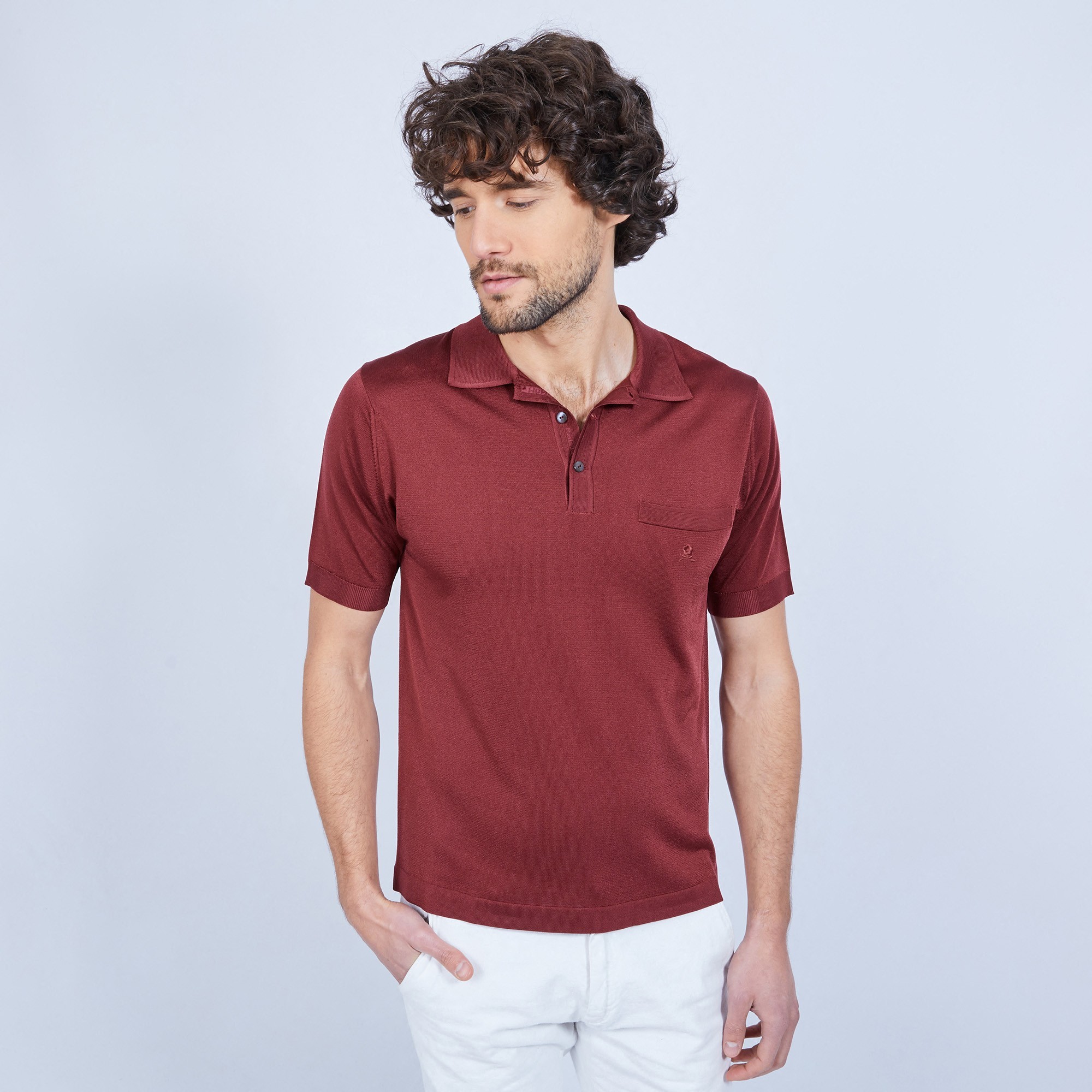 Polo manches courtes en Fil Lumière Vadim 8212 grenat - 51 Bordeaux