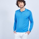 Polo manches longues homme en Fil Lumière Boris 8452 denim - 48 Bleu roi