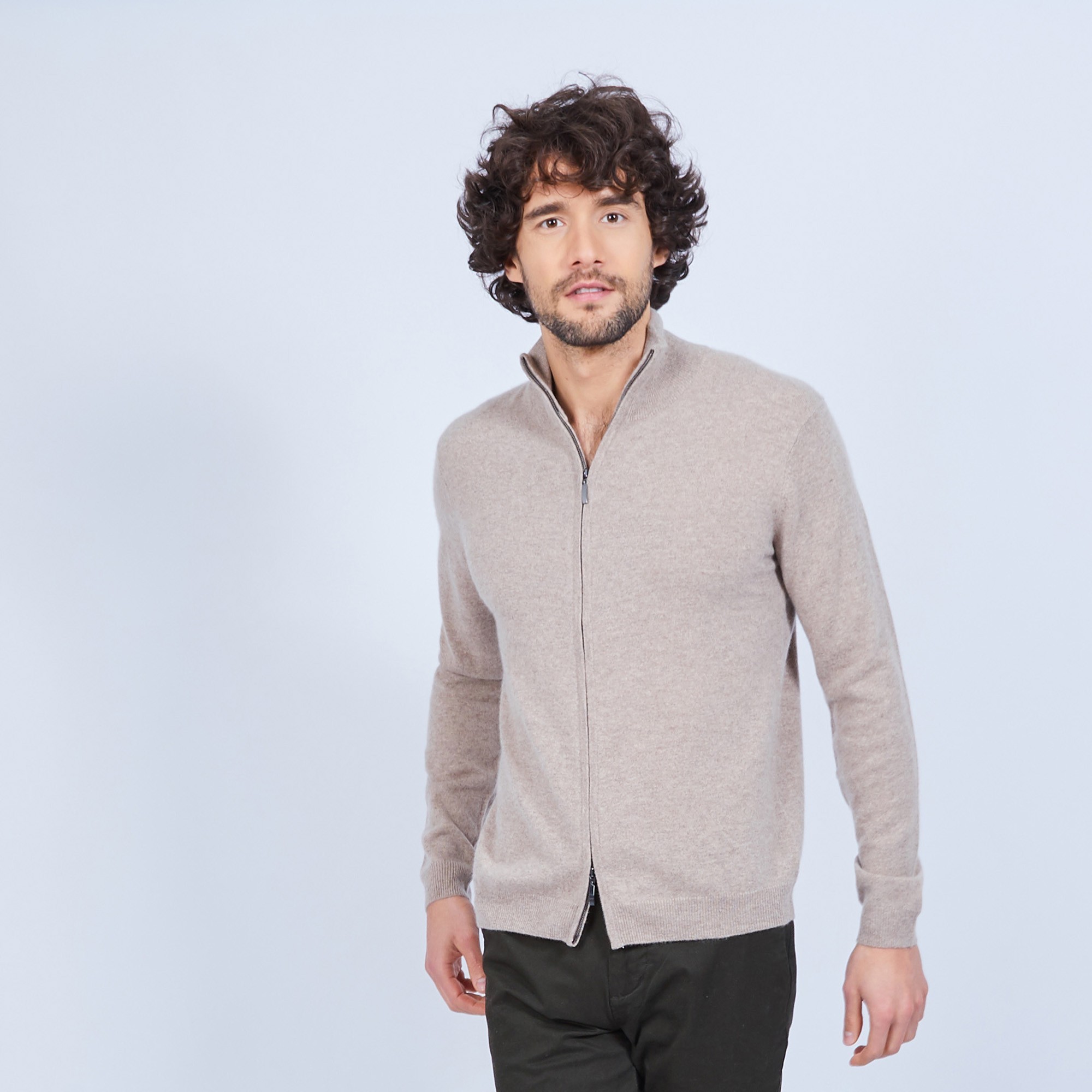 Gilet zippé en cachemire 2 fils sans poches Marc-Antoine