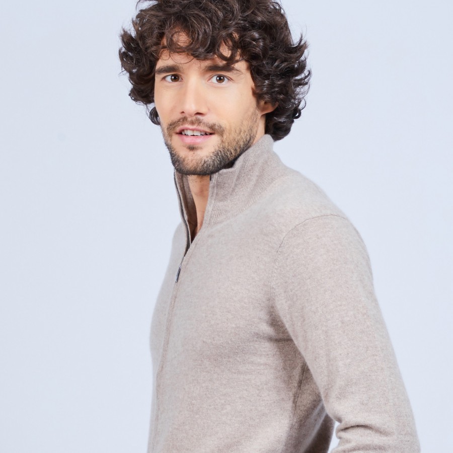 Gilet zippé en cachemire 2 fils sans poches - Marc Antoine