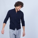 Gilet zippé en cachemire 2 fils sans poches Marc-Antoine 6140 marine - 05 Bleu marine