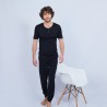 T-shirt col tunisien en coton cachemire - Harumi 6410 noir - 01 Noir