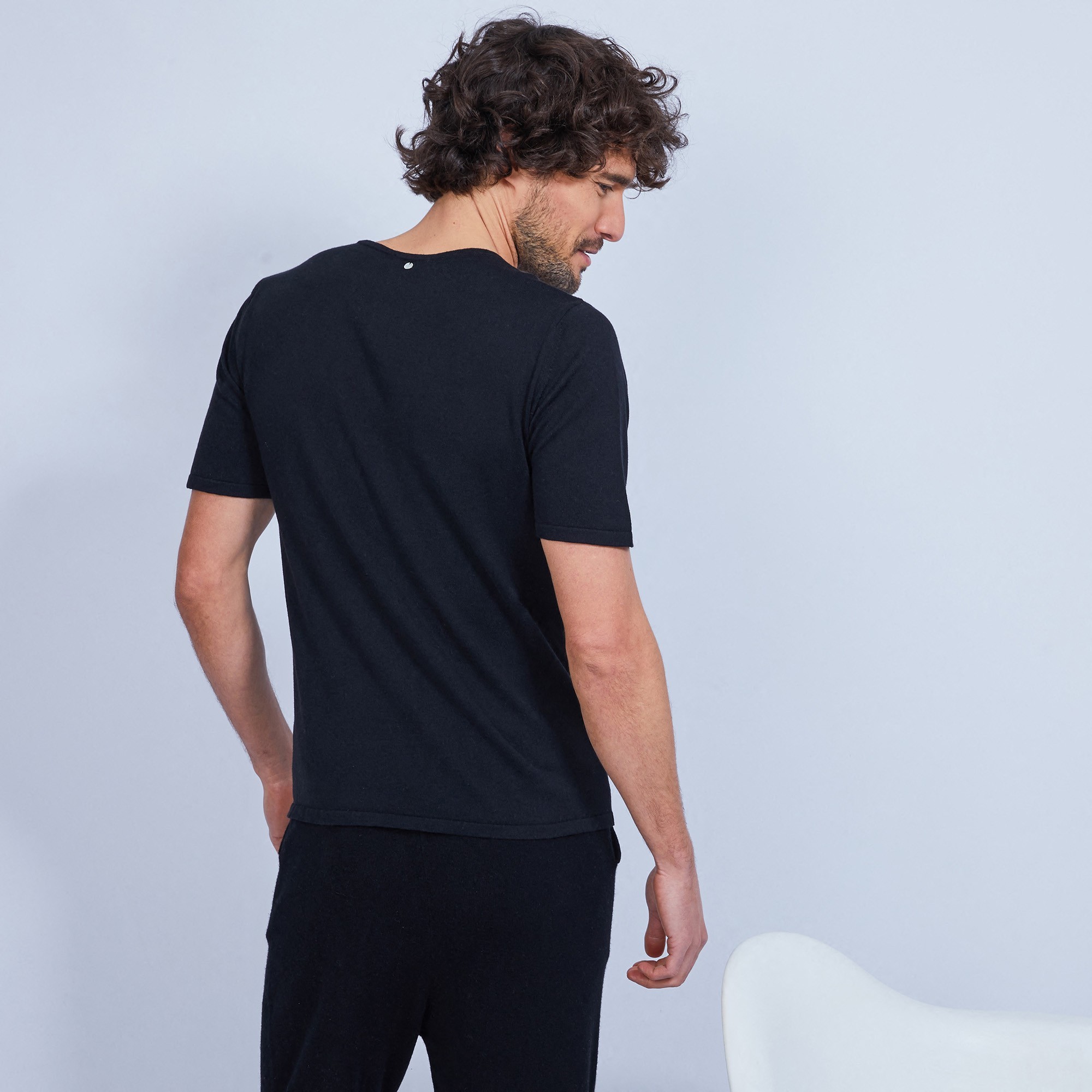 Cotton and cashmere T-shirt with Tunisian collar - Harumi