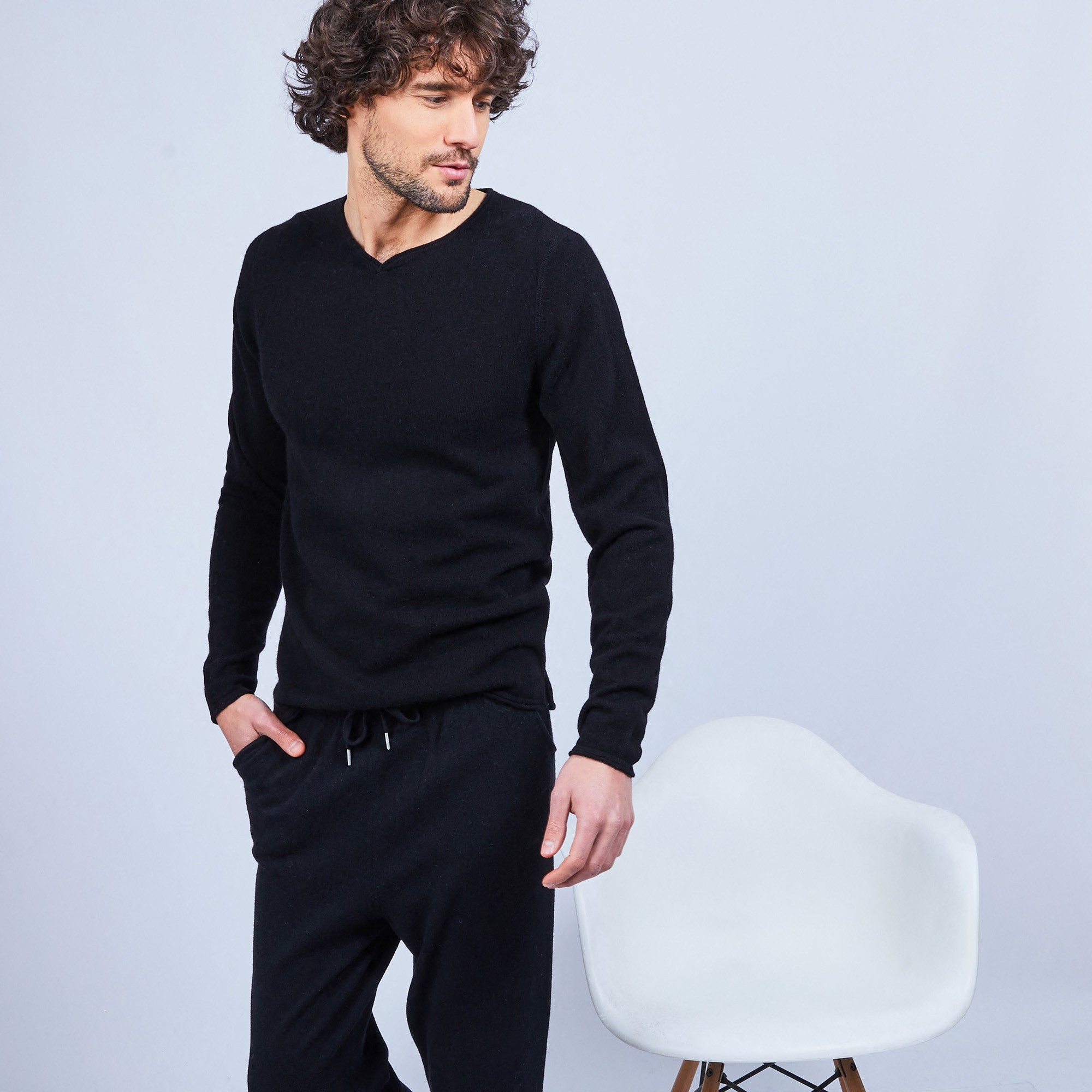 Cashmere jumper with grandad neckline - Henry