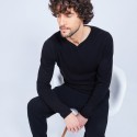 Pull col tunisien en cachemire - Henri 6410 noir - 01 Noir