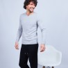 Pull col tunisien en cachemire - Henry 6350 glace - 11 Gris clair
