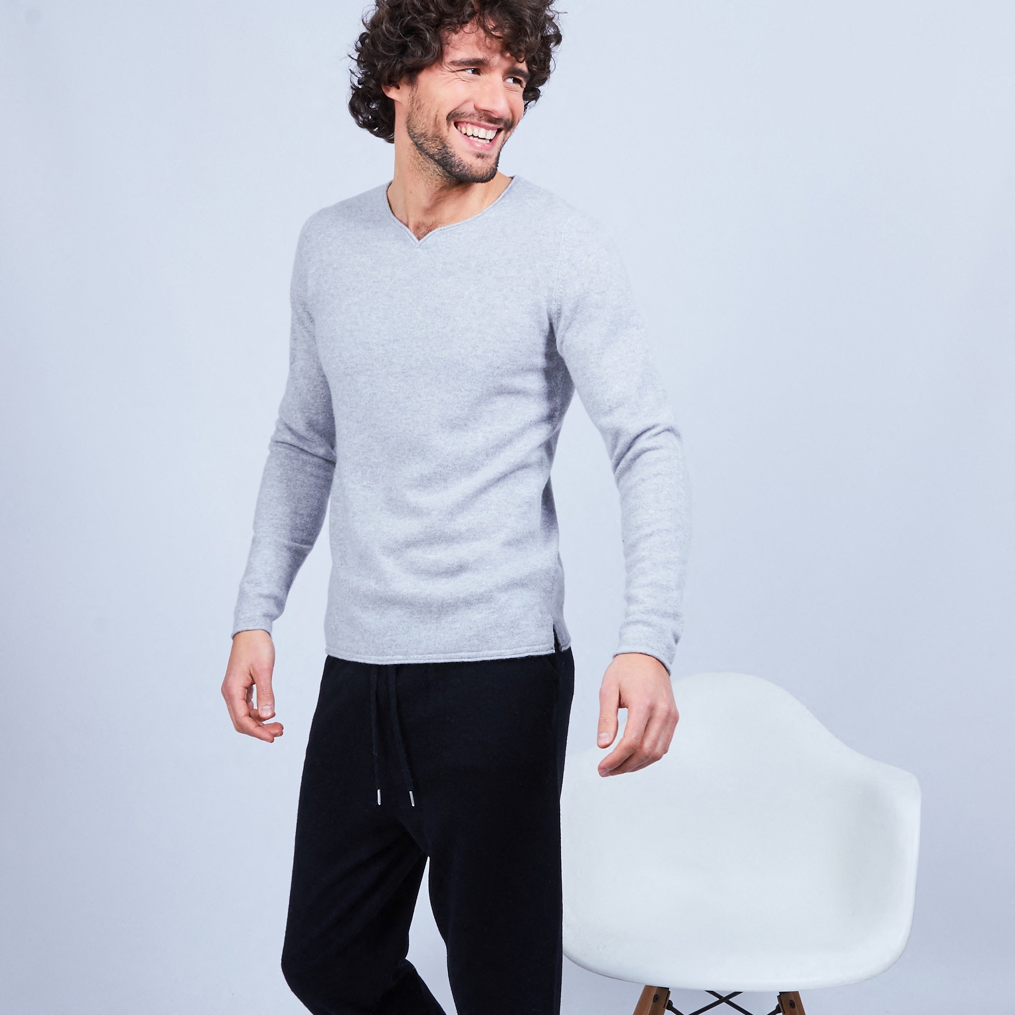 Cashmere jumper with grandad neckline - Henry