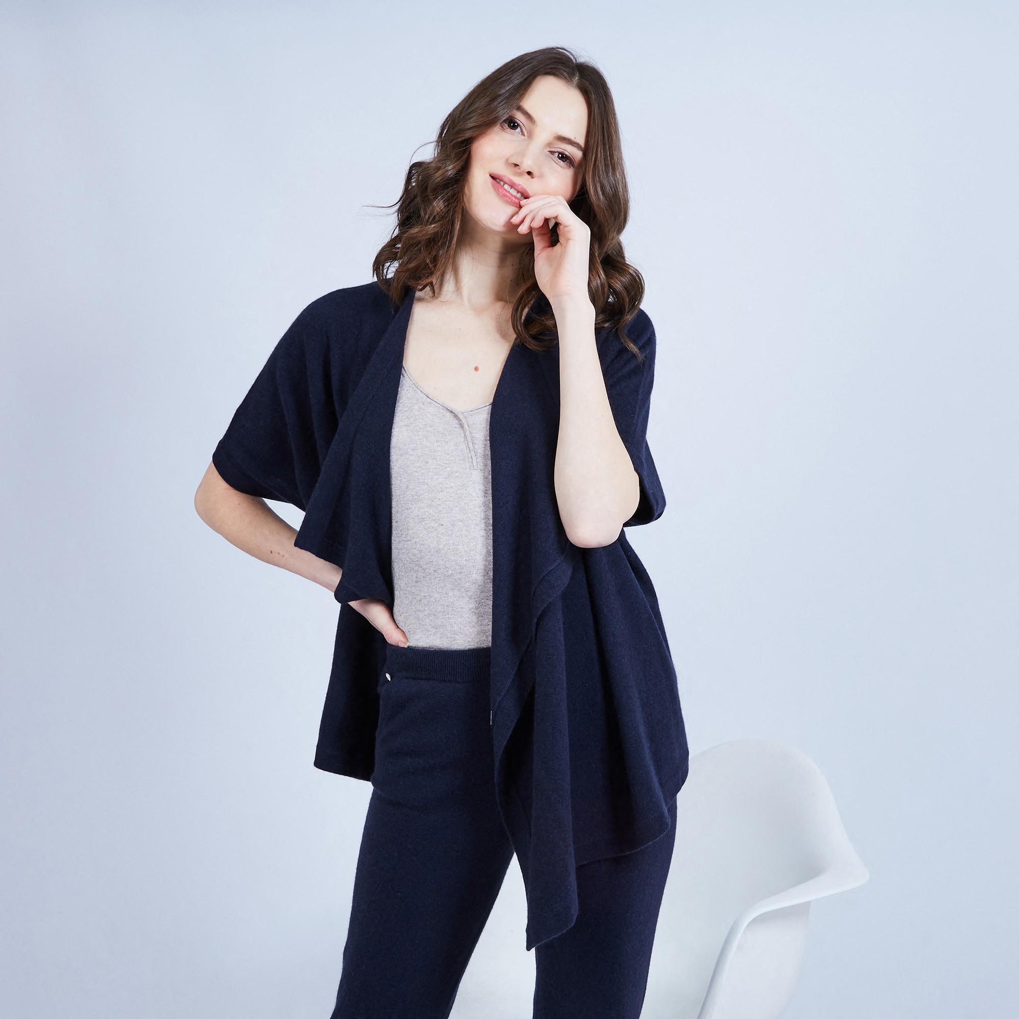Gilet kimono sans manches - Harriet 6440 marine - 05 bleu marine