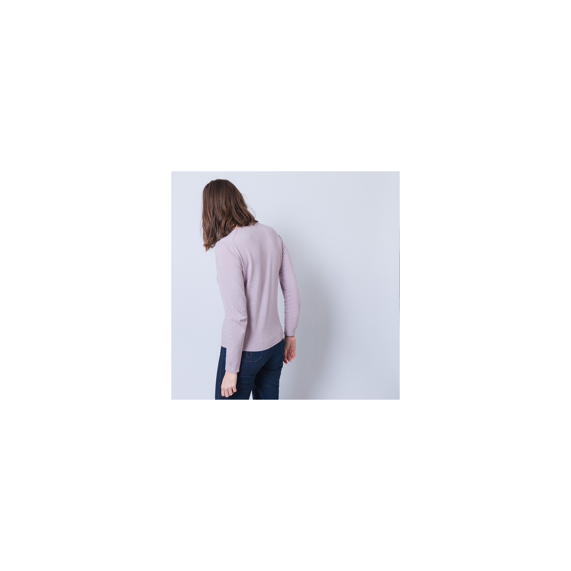 Pull col V Aristote 6186 poudre - 16 Violet clair