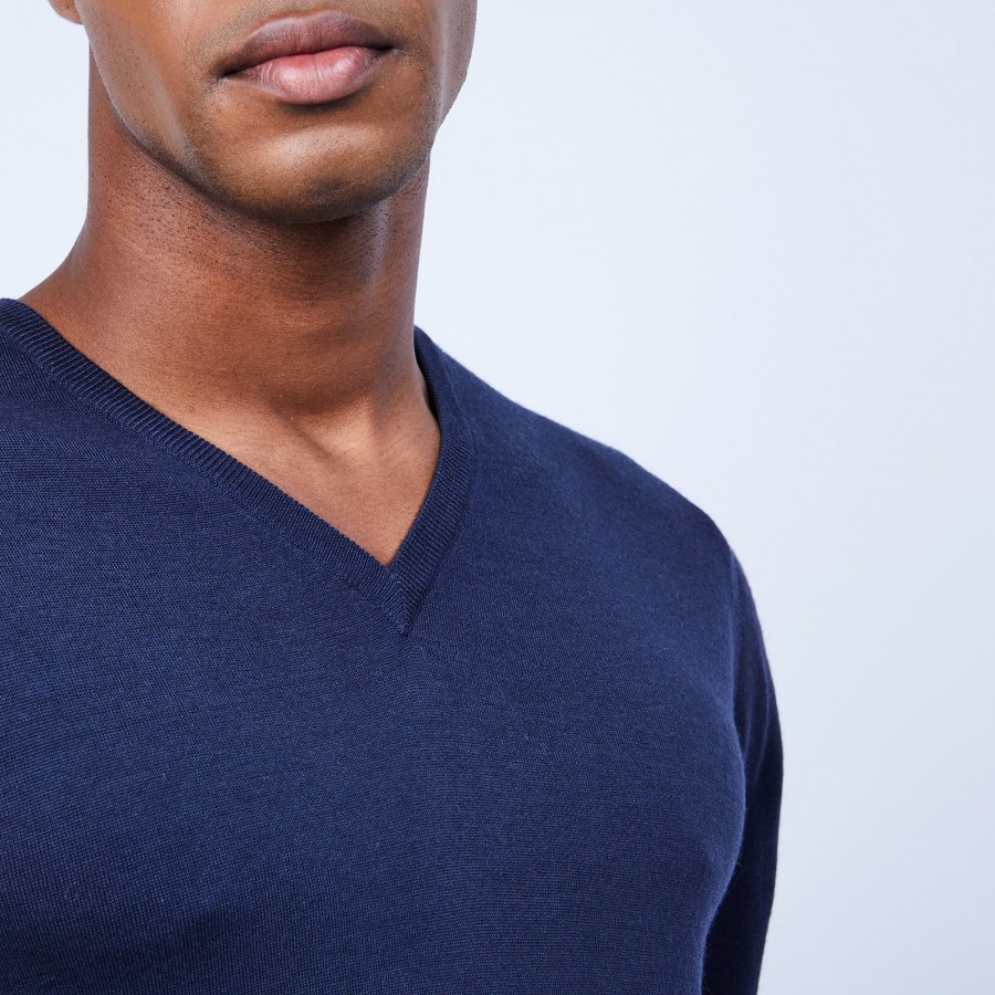 Pull col V en laine mérinos - Elmo