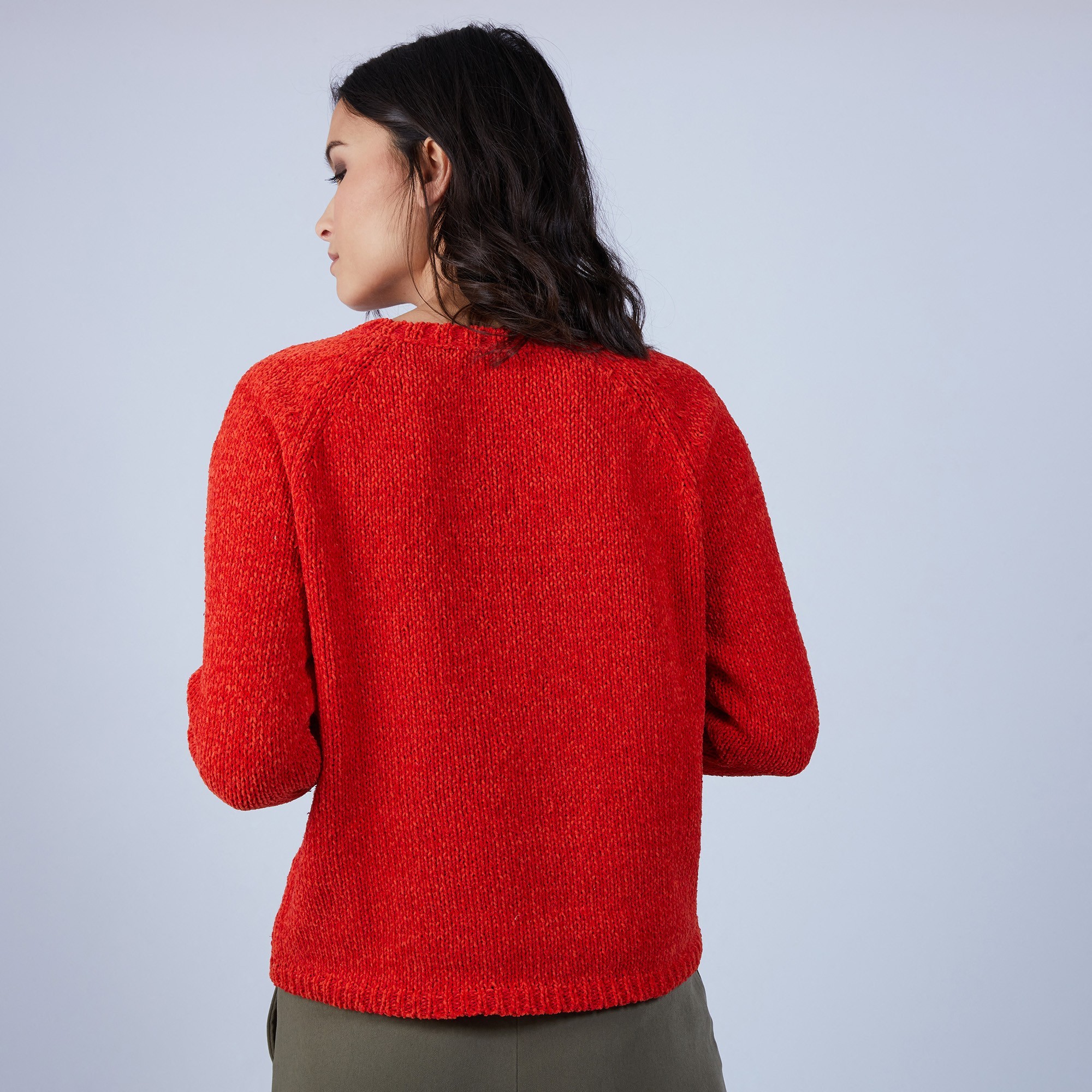 Pull avec torsades en soie et laine velours - Bahamas 6680 ecarlate - 52 Rouge