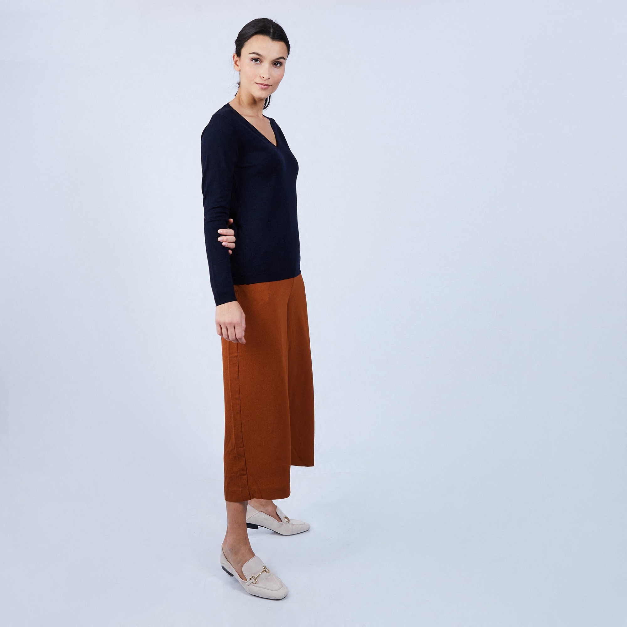 Pull col V en laine mérinos - Bahia 6640 marine - 05 Bleu marine