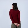 Pull col V en laine mérinos - Bahia 6681 rouge - 51 Bordeaux