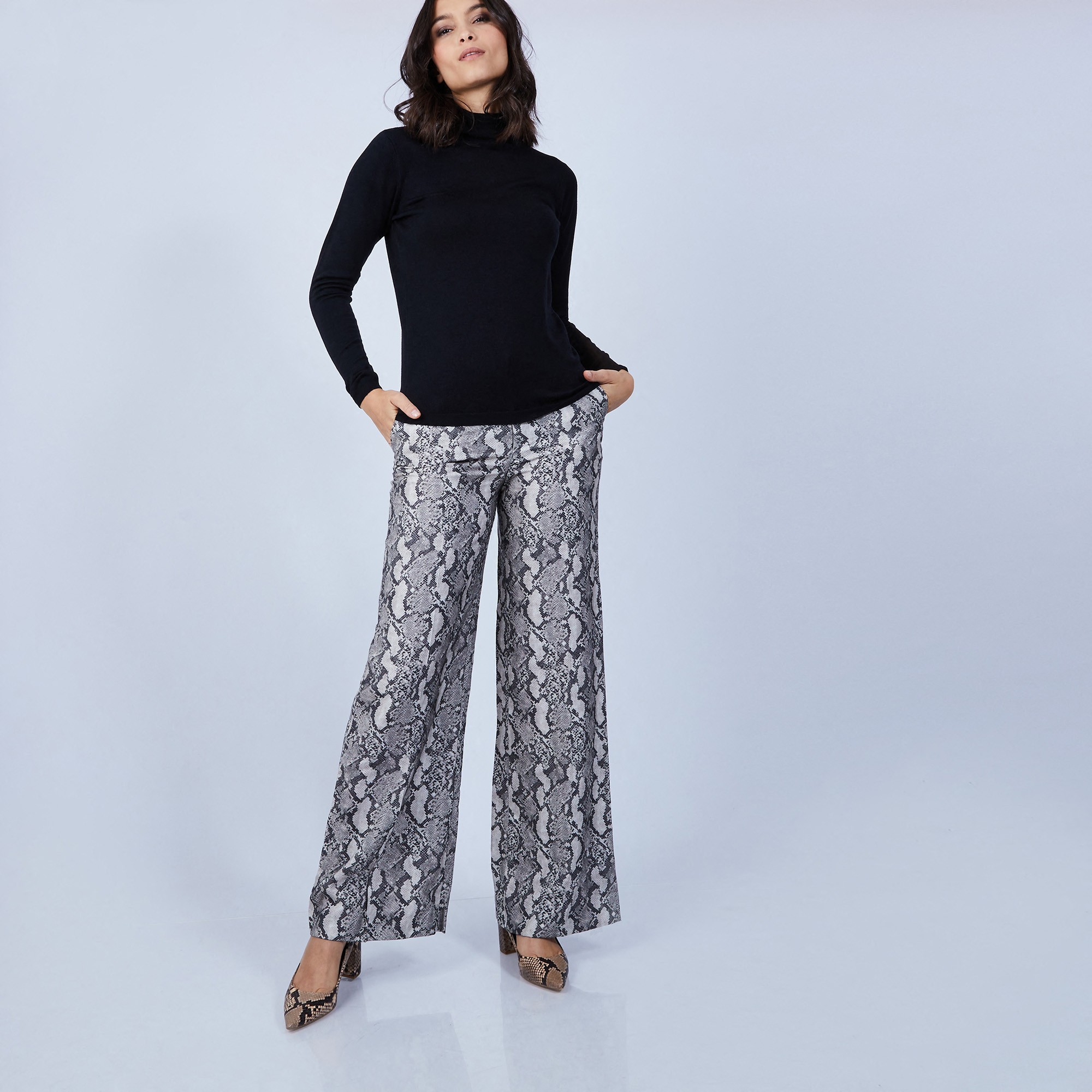 Pull col roulé en laine mérinos - Bea 6610 noir - 01 Noir