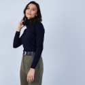 Pull col roulé en laine mérinos - Bea 6640 marine - 05 Bleu marine